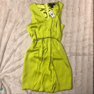 NWT Pink Tartan Acid Green Silk Dress